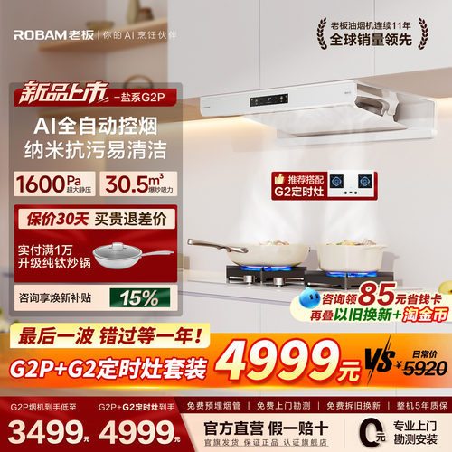 【新品】老板盐系G2P油烟机套装