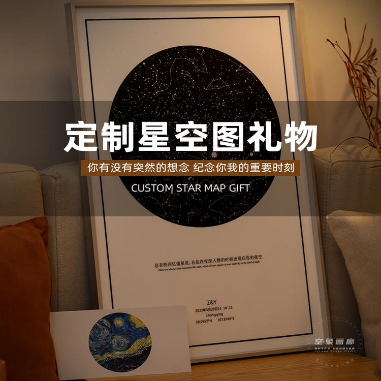 定制当晚星空图装饰画送男女朋友纪念日成人礼生日黑色创意礼物画