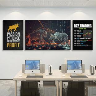 股市股票投资装饰画证券公司办公室接待室挂画炒股交易所牛市壁画