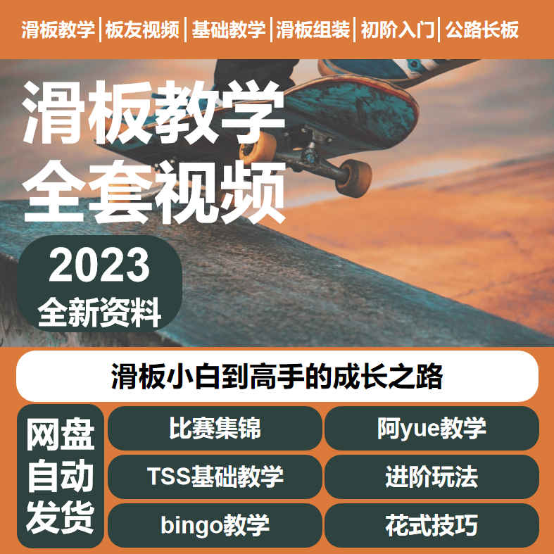 长板滑板双翘滑板零基础教学视频初学者新手入门教程自学花样刷街