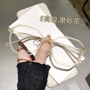 磨砂茶色韩式超轻TR大框眼镜近视女专业可配度数素颜平光眼睛框架
