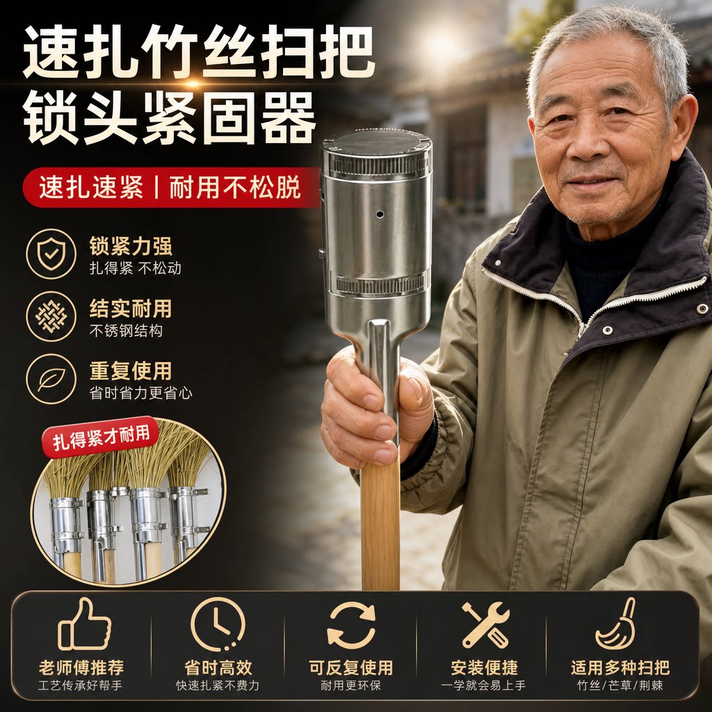 新款速扎竹丝扫把锁头自五金工具