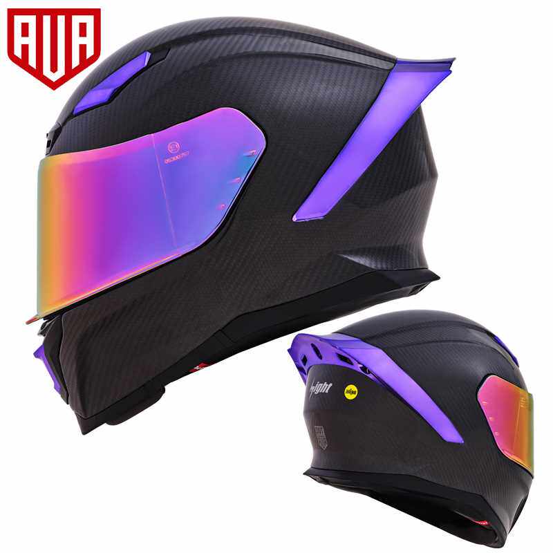 新款ava闪电黑武士碳纤维摩托车头盔男女全盔夏季机车大码3xl四季