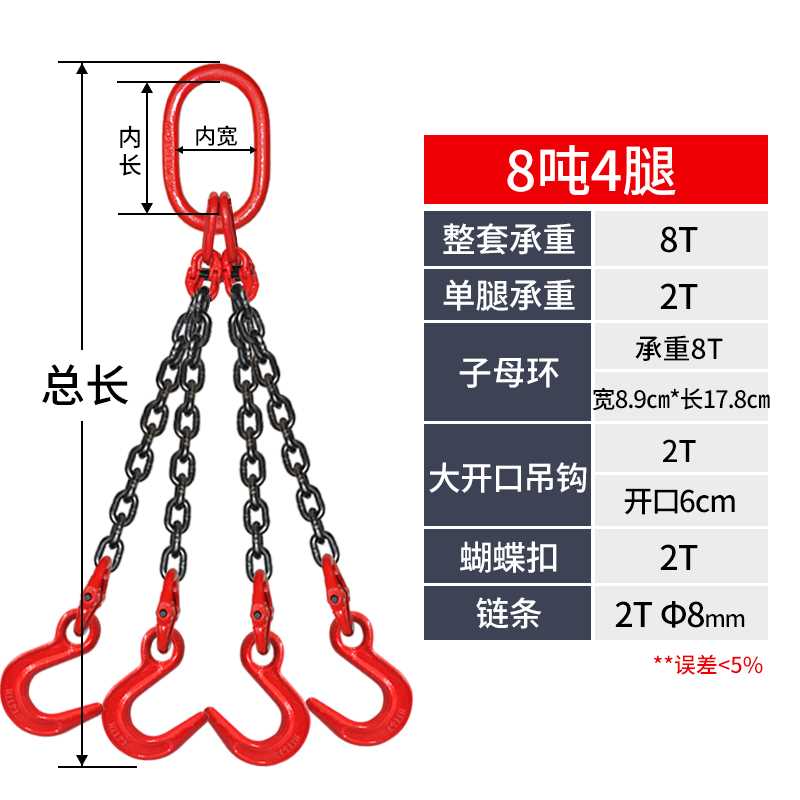 新款大开口链条吊索具组合吊钩起重吊具吊环铁链吊车吊链行车宽口