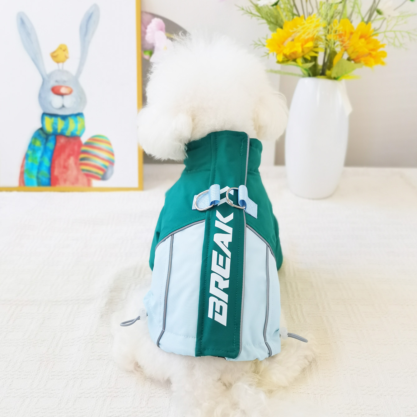 狗狗衣服秋冬装厚款三防冲锋棉衣反光户外运动款小型犬宠物可牵引