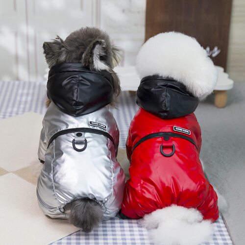 狗狗衣服冬装厚款金属感柔软四腿棉衣小型犬泰迪宠物比熊马尔济斯