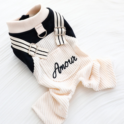 新品狗狗衣服春秋装四脚背带裤套装帅气可牵引小型犬泰迪宠物比熊