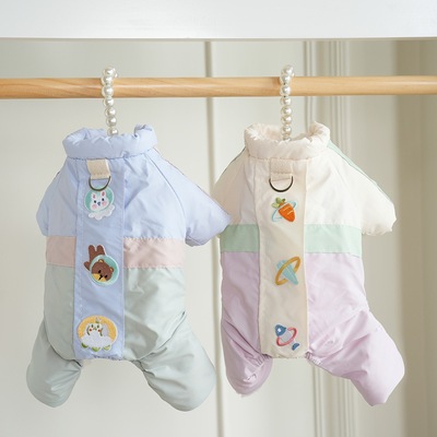 狗狗衣服秋冬装加绒厚款太空四脚衣防水防风可牵引小型犬宠物比熊