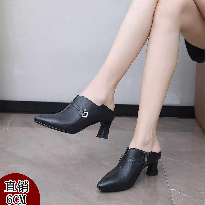 特小码显瘦高跟鞋头层牛皮尖头