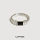 LOPHNE 方切黑玛瑙925纯银戒指 中古小众细戒指高级感开口可调节