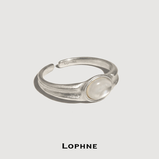 LOPHNE【佳品推荐】原创设计复古双棱贝母戒指 纯银高级感开口戒