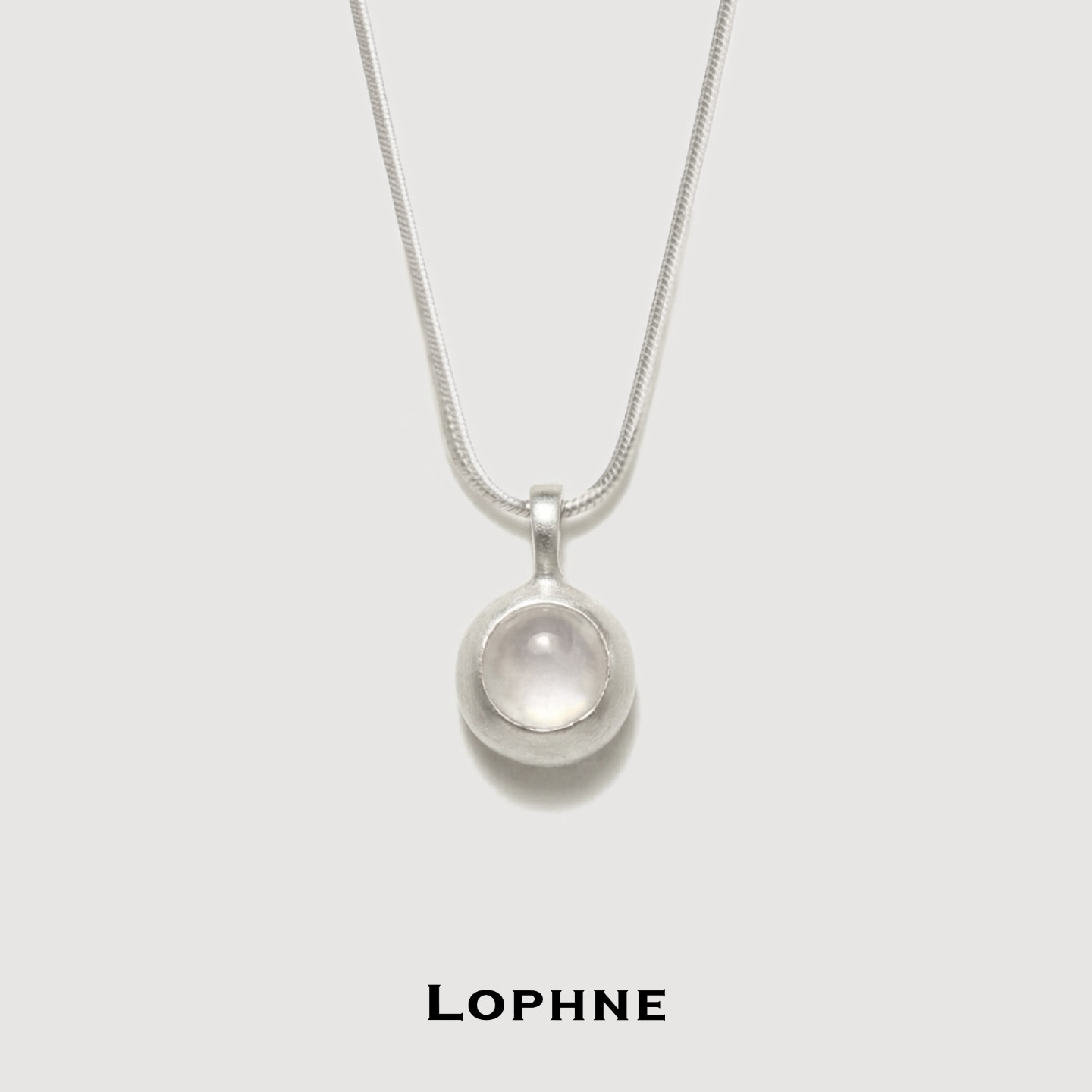 LOPHNE 银球白玛瑙吊坠 原创设计圆形毛衣链高级感简约百搭礼物
