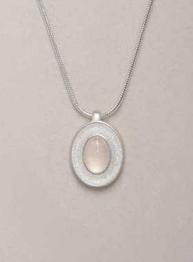 LOPHNE【趋势新品】实用主义复古简约白玛瑙纯银项链精致气质百搭