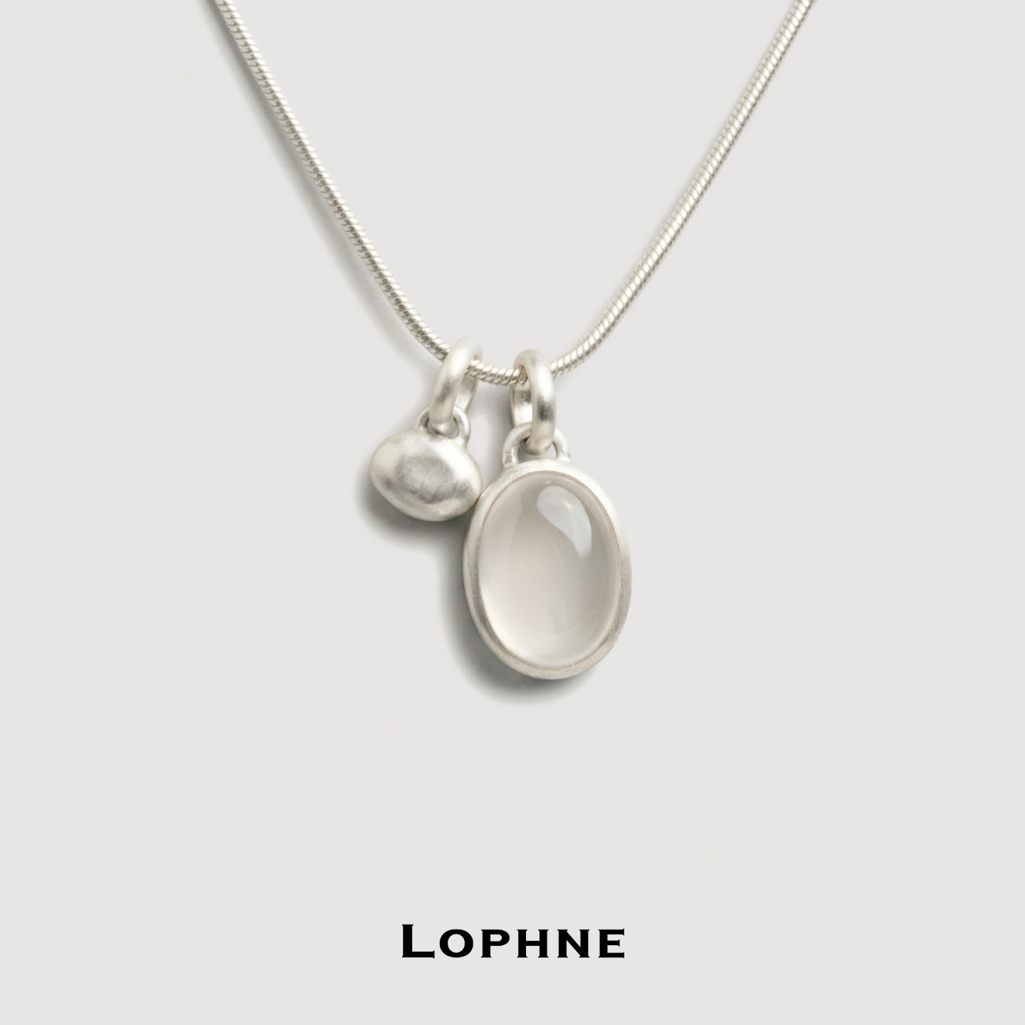 LOPHNE 双吊坠白玛瑙项链 原创设计中古简约百搭高级感长款毛衣链