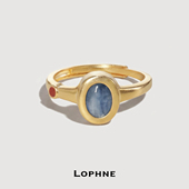 LOPHNE 纯银开口可调节 双宝石戒指 撞色新风 原创设计复古时尚