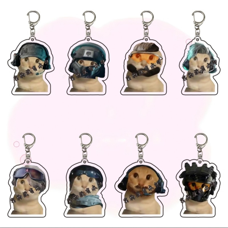 三角洲行动圆头耄耋表情亚克力钥匙扣挂件游戏周边搞怪书包挂饰