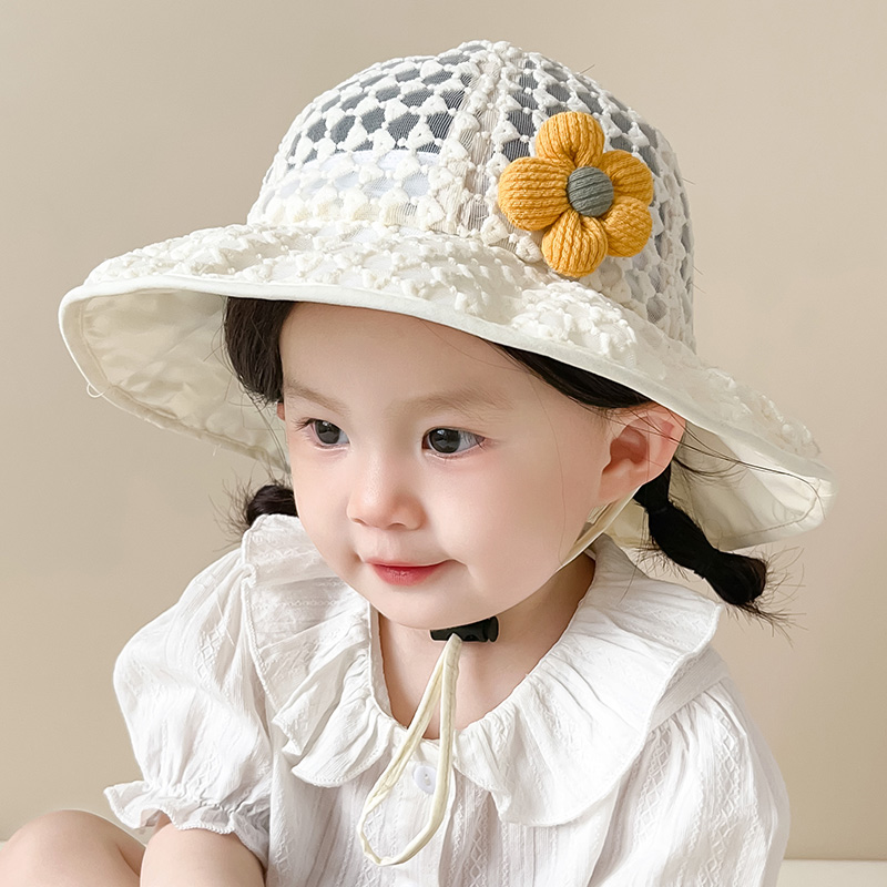 儿童帽子夏季女童防晒帽婴儿女宝宝遮阳渔夫帽女孩凉帽大檐太阳帽