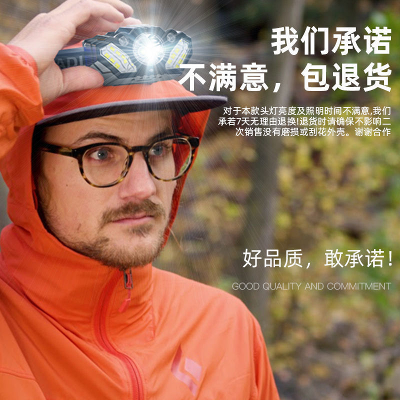LED挥手感应头灯超亮强光