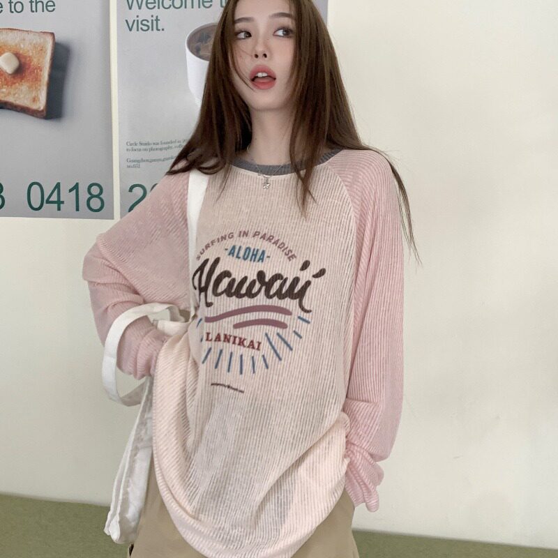 美式字母印花长袖T恤女装