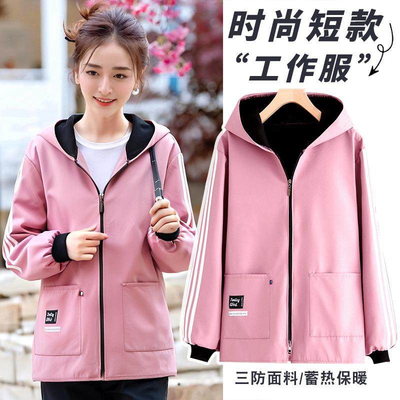 冬季加绒加厚长袖保暖围裙