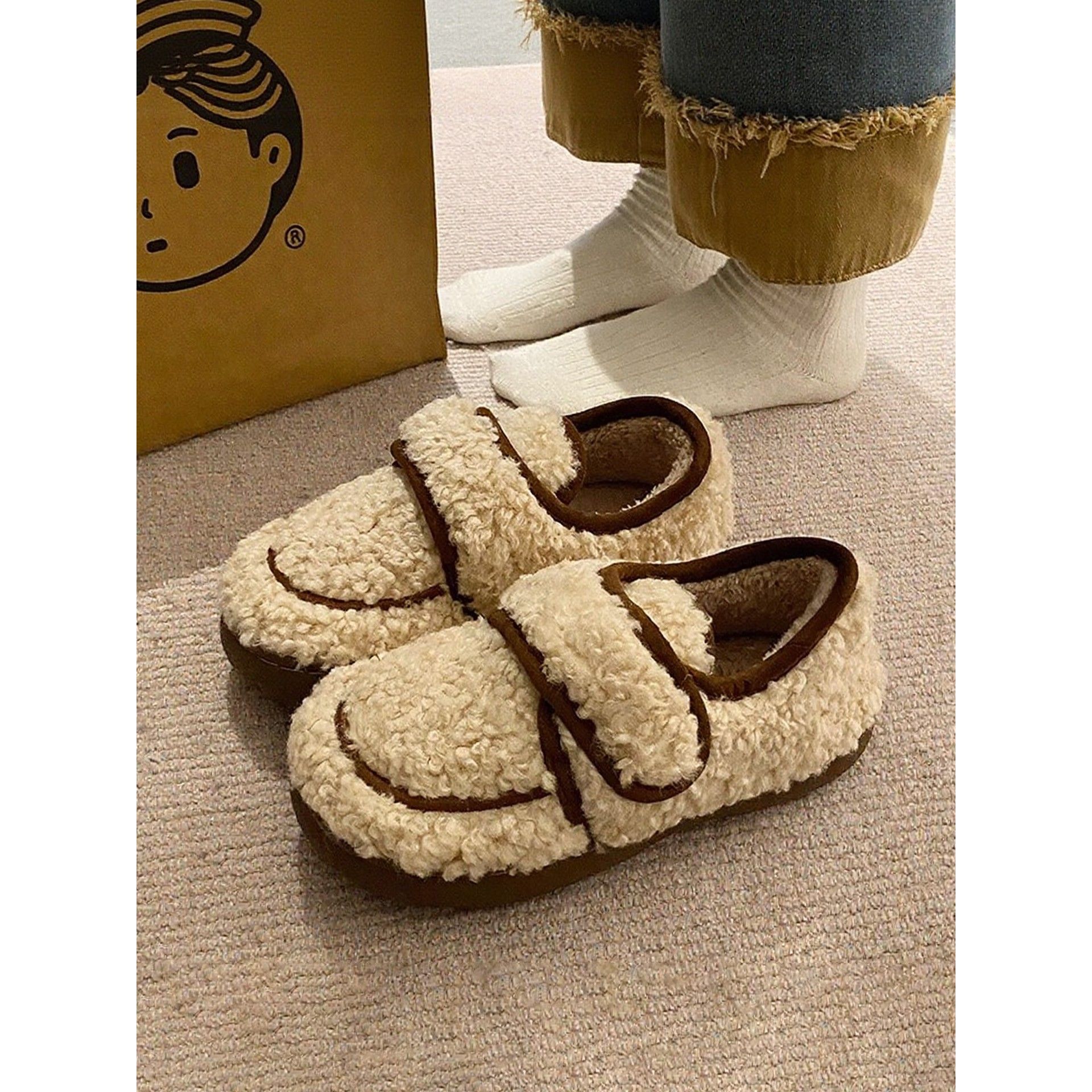 棉拖鞋女士厚底全包跟2025新款毛绒防滑拖鞋冬季加绒保暖加厚棉鞋