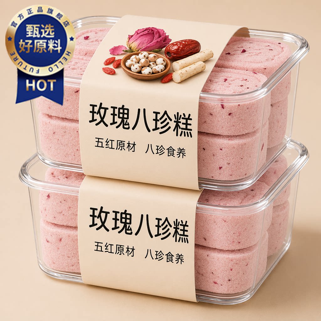 无蔗糖玫瑰芡实八珍糕正品官方旗舰店茯苓薏米薏湿糕养胃零食点心图片