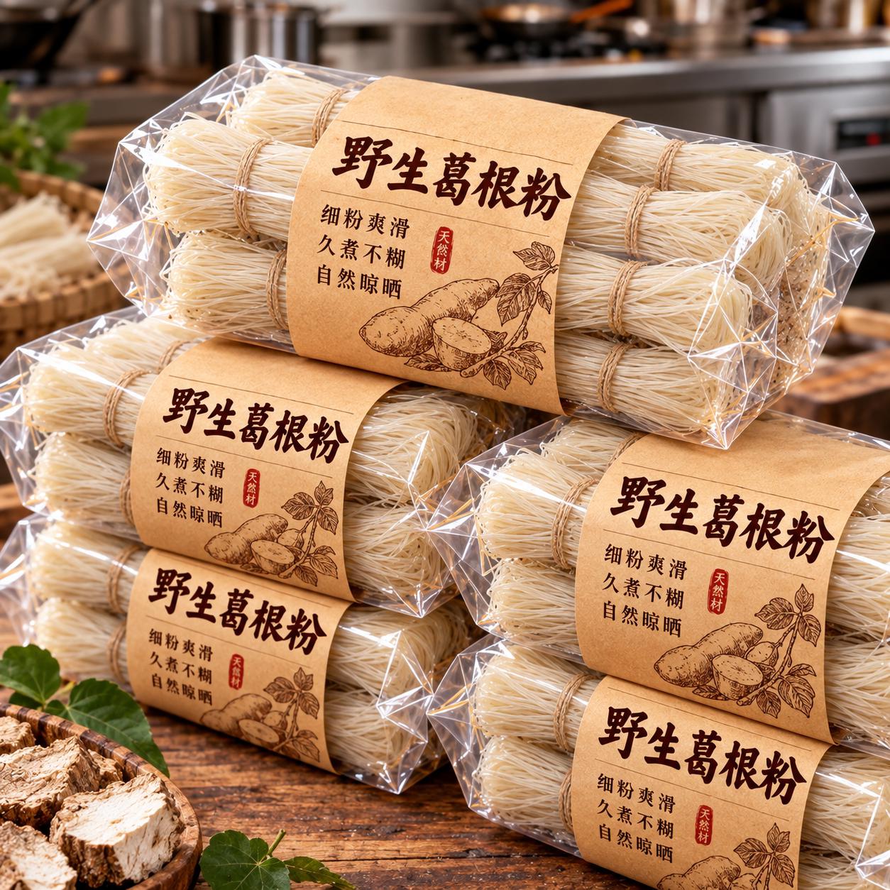 纯天然大别山葛根粉条劲道爽滑手工野生无胶无明矾正品官方旗舰店