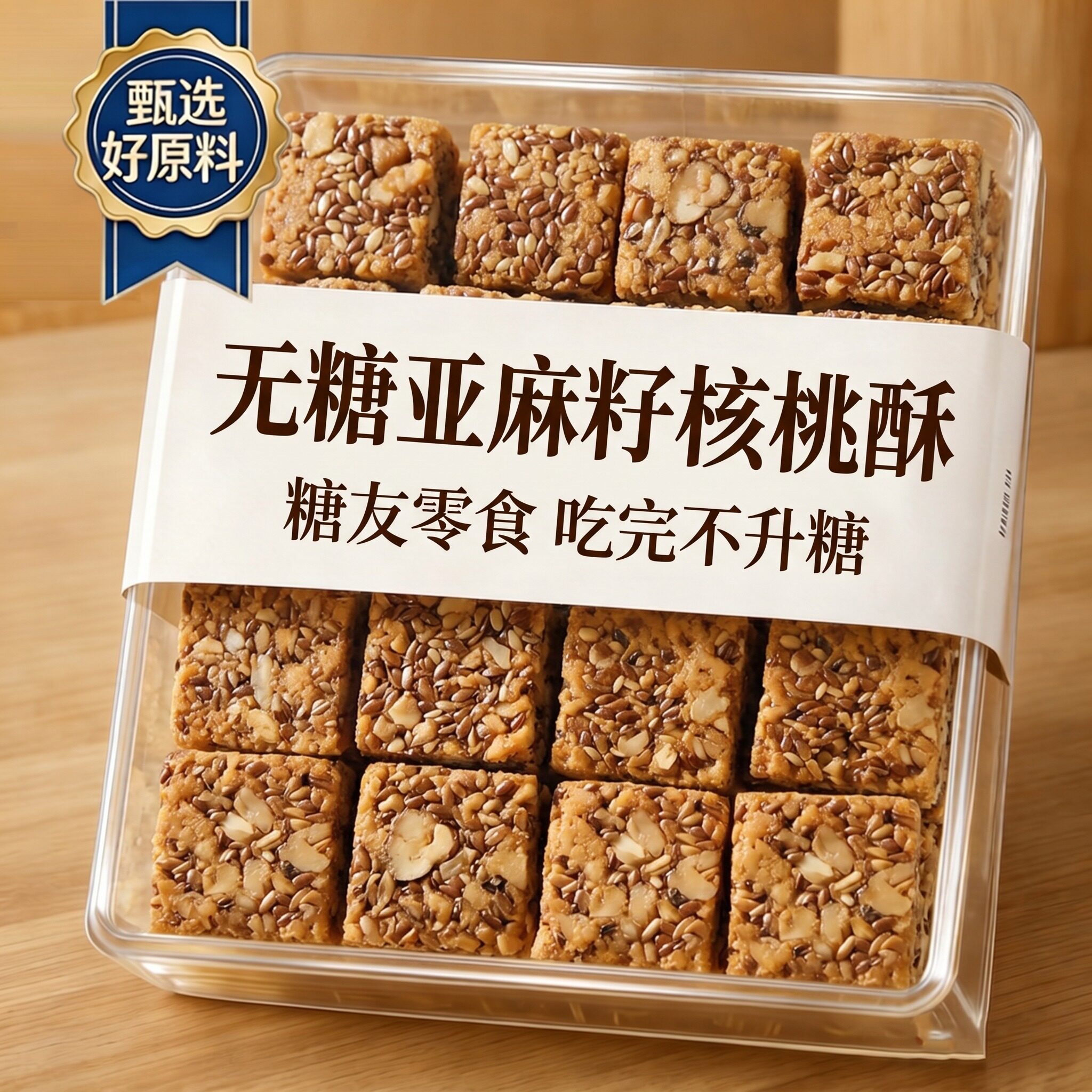 亚麻籽核桃酥无糖无添加正宗糖芝麻酥糖尿人食品专用官方旗舰店