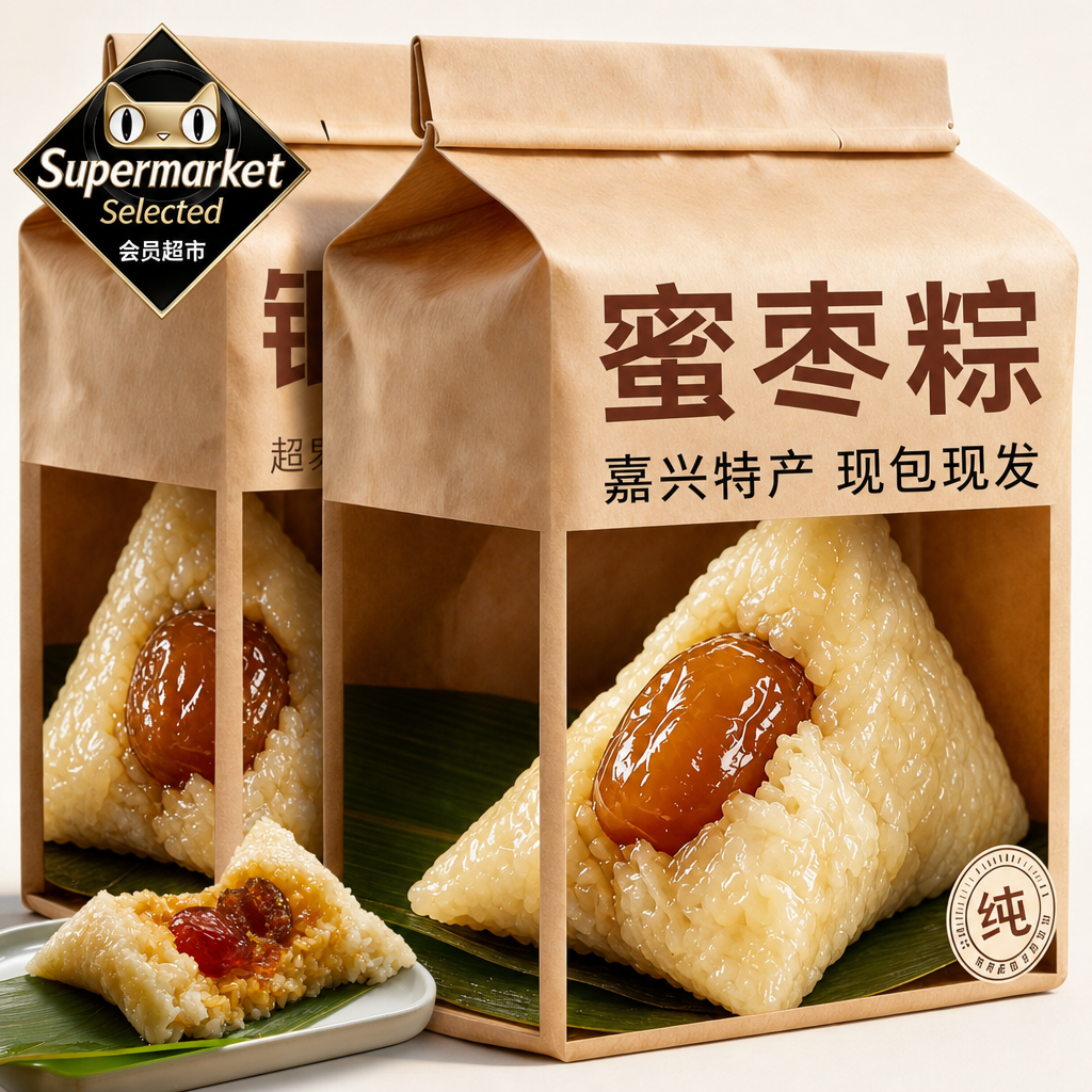 嘉兴红枣蜜枣粽子甜粽糯米粽礼盒装手工新鲜旗舰店端午节粽子批发