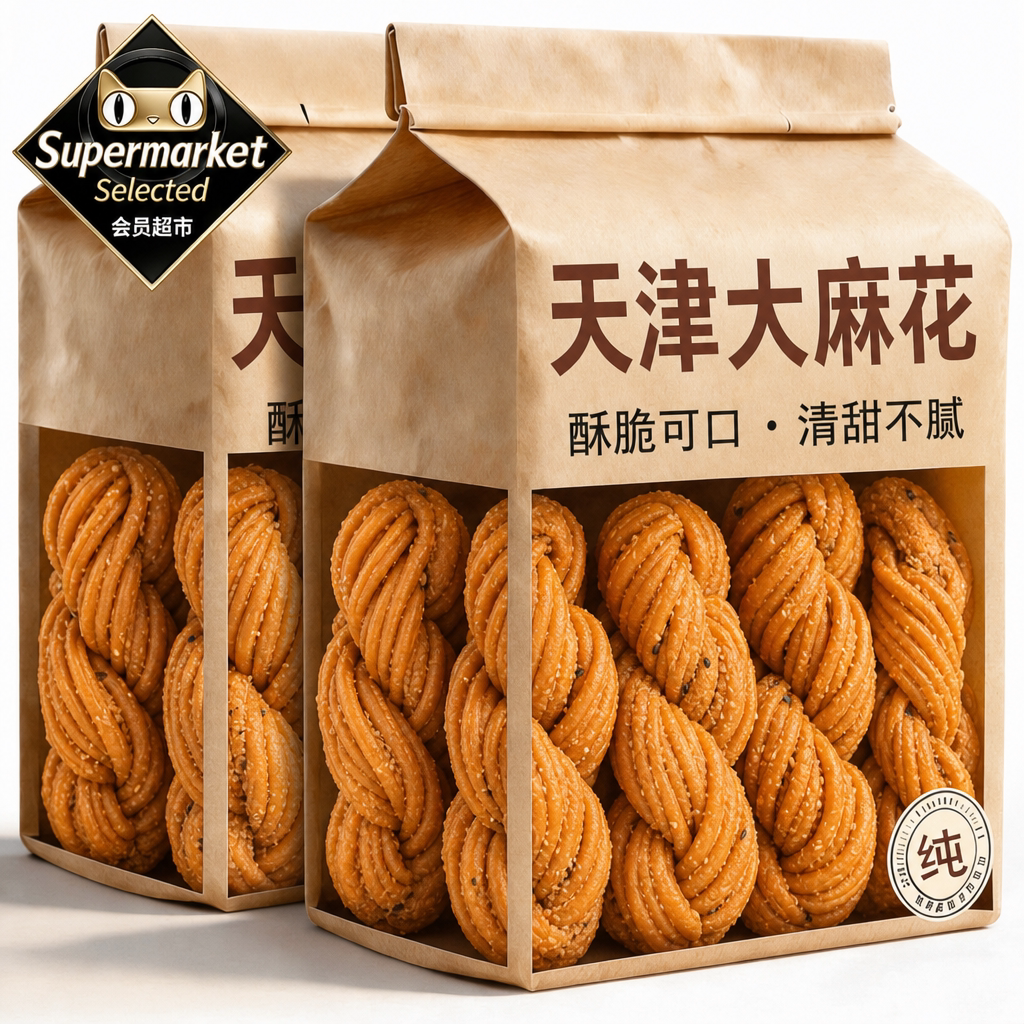 正宗老字号天津麻花十八街麻花大粗手工麻花椒盐千层香酥零食年货