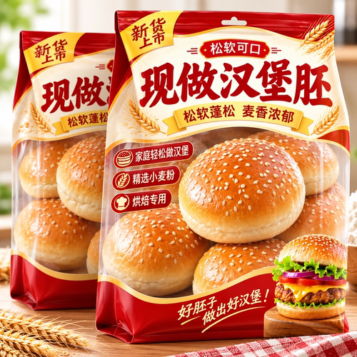 汉堡胚早餐速食现做半成品热即食健康无添加食品适合学生吃的早餐