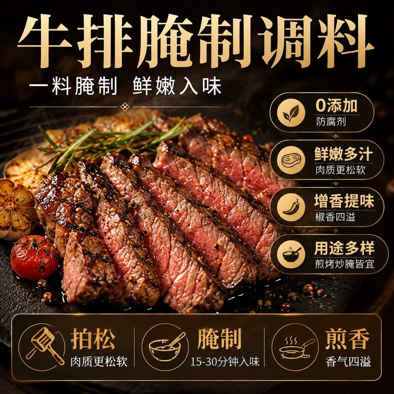 黑椒牛排腌制调料家用黑椒风味嫩肉锁汁猪排鸡排烧烤复合腌料煎焗图片