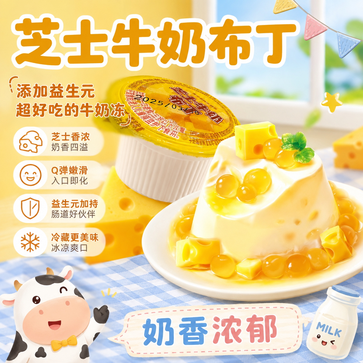 芝士牛奶布丁官方旗舰店0卡儿童休闲零食果冻甜品办公室下午茶