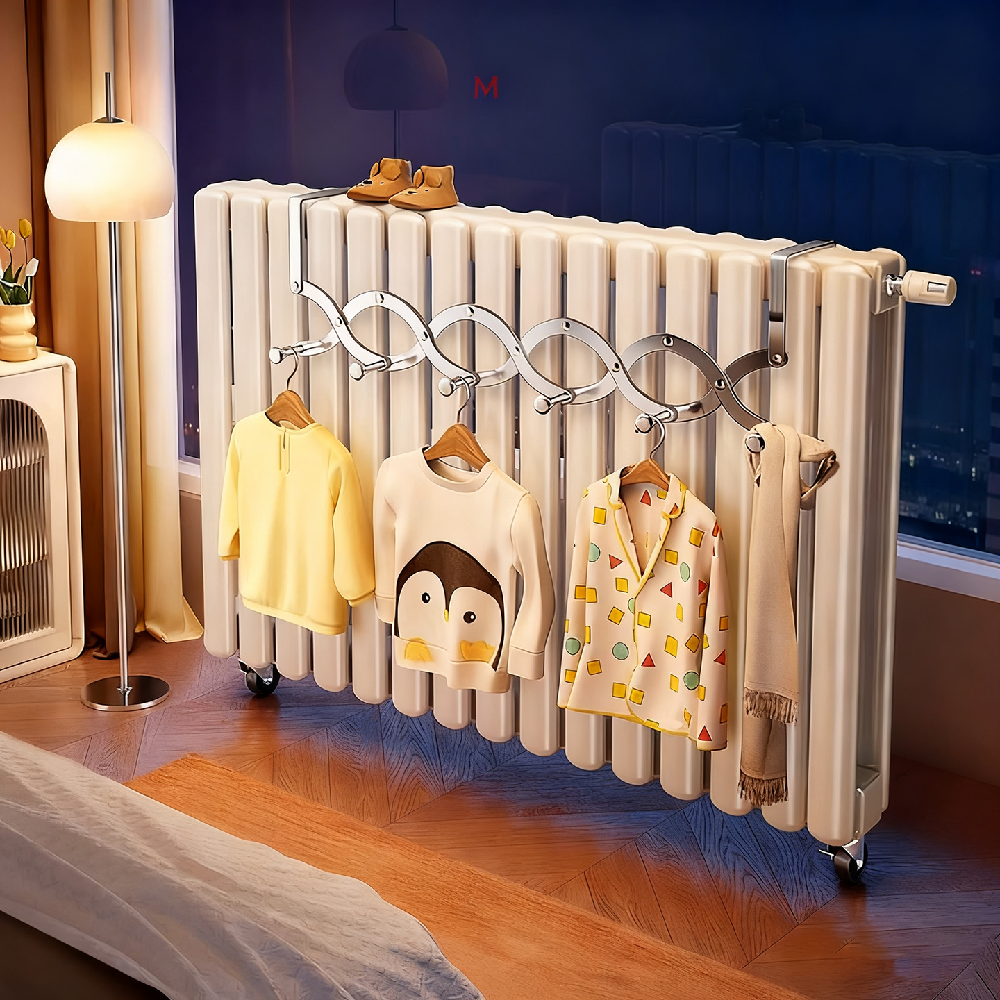 不锈钢暖气片置物架上方老式暖气片通用免打孔伸缩挂钩卫生间浴室