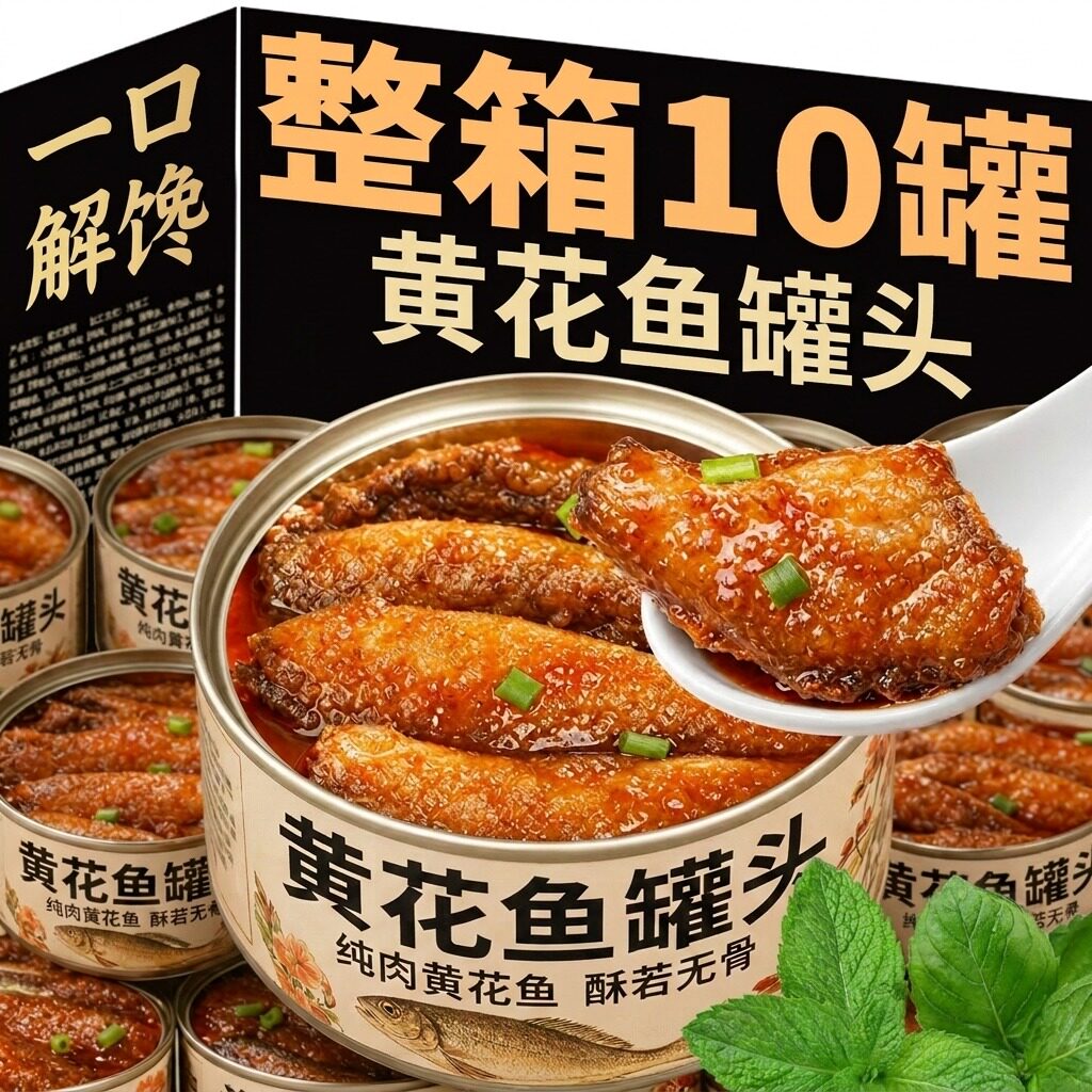 正宗黄花鱼罐头老字号即食官方旗舰店小黄鱼酥罐头小吃零食下酒菜图片