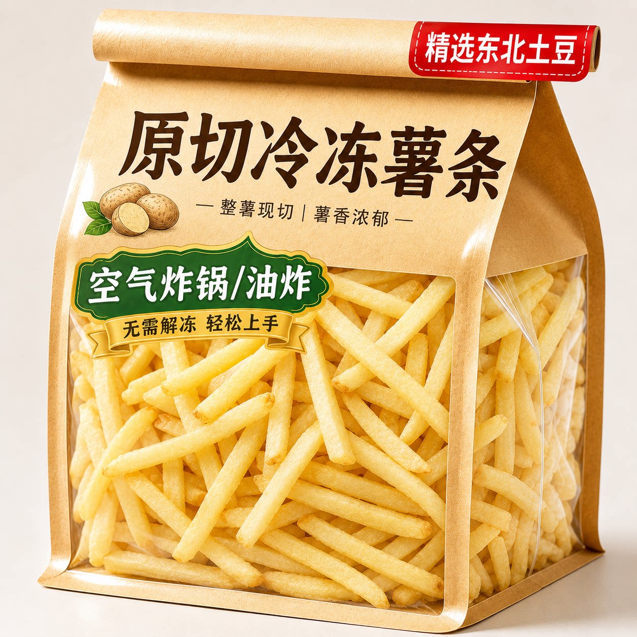 原切薯条半成品冷冻细薯条空气炸锅食材东北新货土豆美食油炸小食