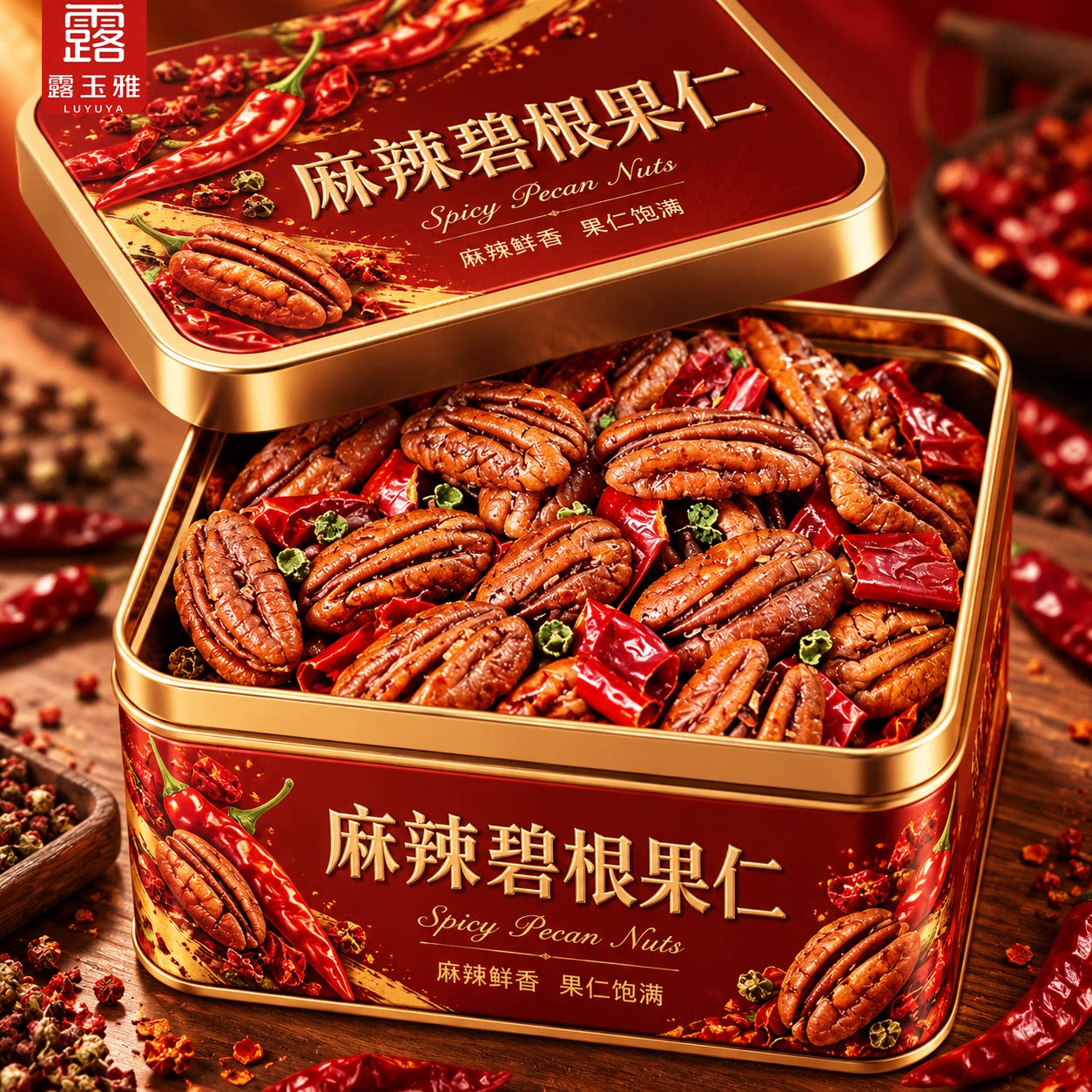 川味麻辣碧根果仁官方旗舰店休闲零食坚果炒货大片山核桃长寿果仁