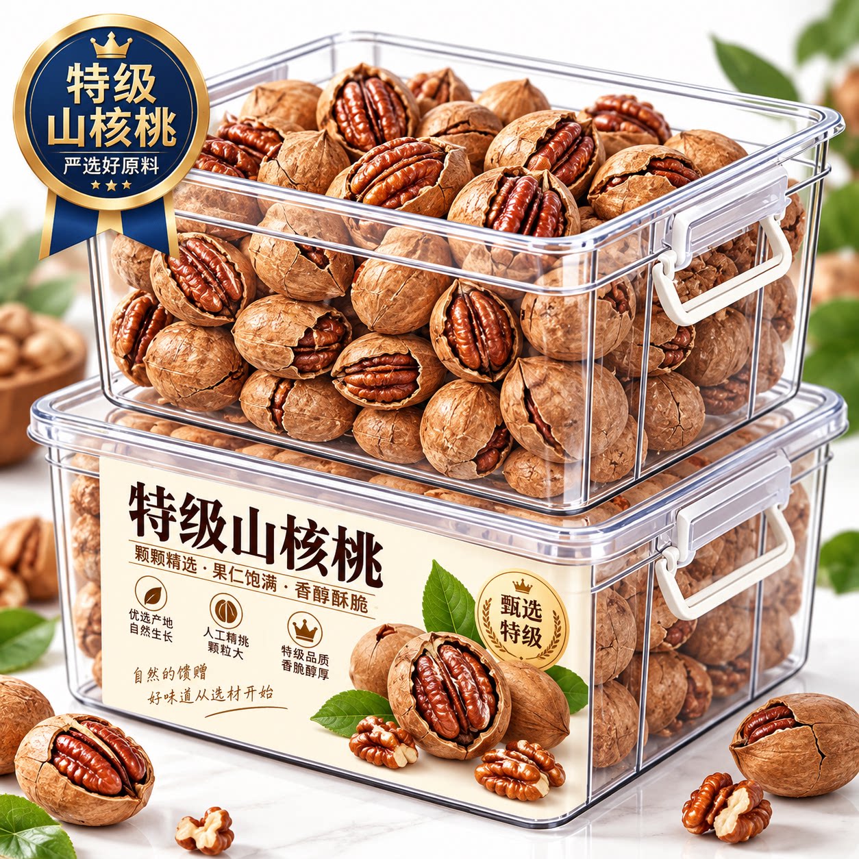 【天猫甄选】山核桃手剥新货野生特级特产坚果仁孕妇零食官方旗舰
