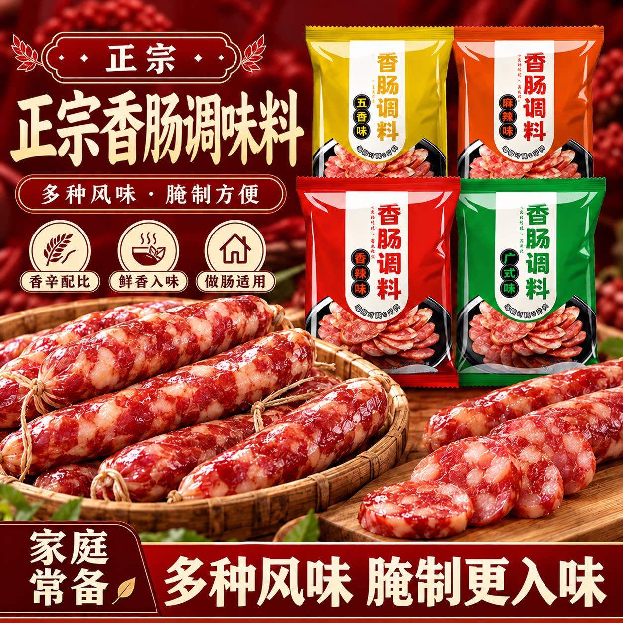 正宗香肠调料官方旗舰店自制腊肠五香麻辣香辣广式腌制料灌肠调料