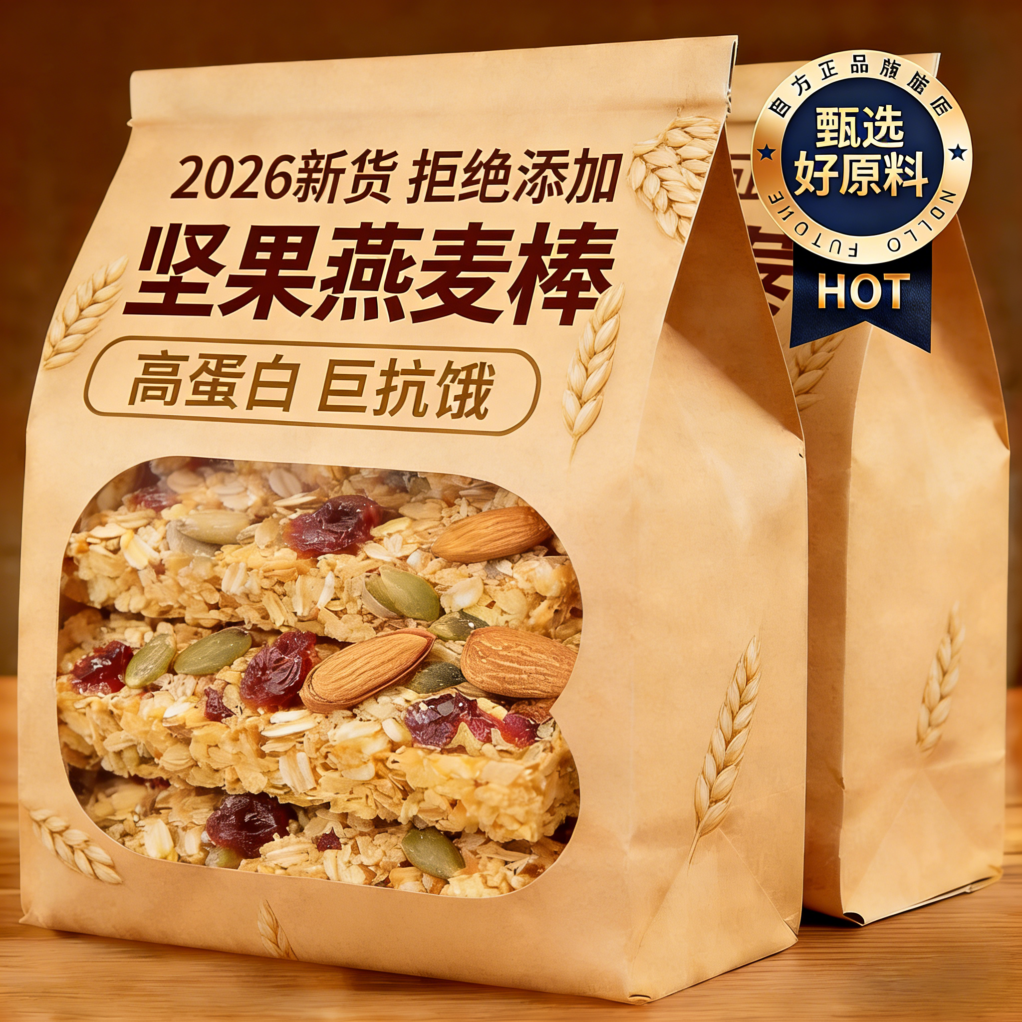 坚果无糖燕麦棒代餐蛋白棒官方旗舰店压缩饼干坚果燕麦脆减脂代餐