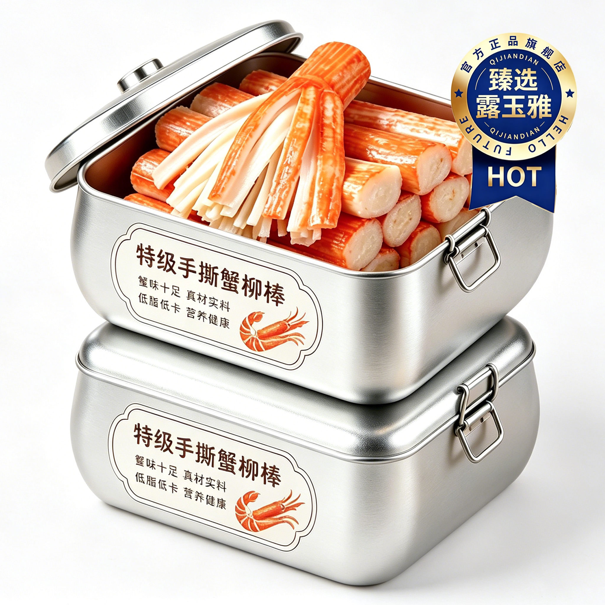 手撕蟹柳棒即食官方旗舰店低脂蟹柳棒大号火锅解馋零食休闲真蟹肉图片
