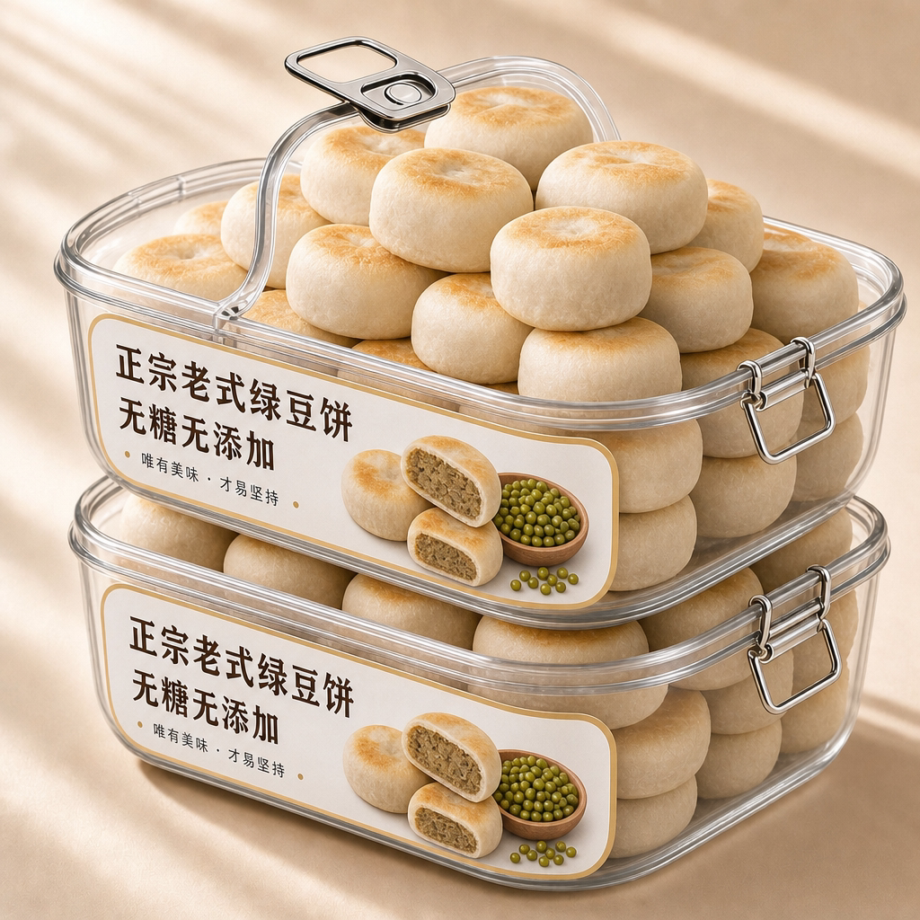 正宗冰皮绿豆饼老式潮汕传统冰淇淋绿豆饼无糖精早餐休闲小吃糕点