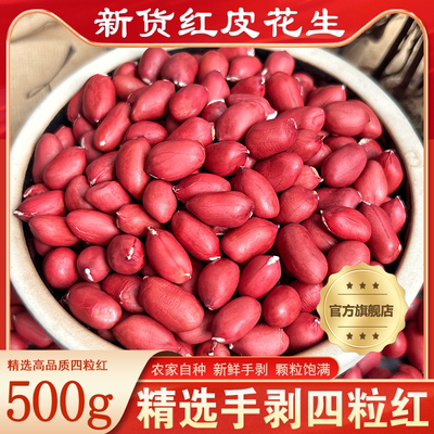正宗红皮花生米生新货即食东北不带壳新鲜四粒红小粒红衣花生米仁