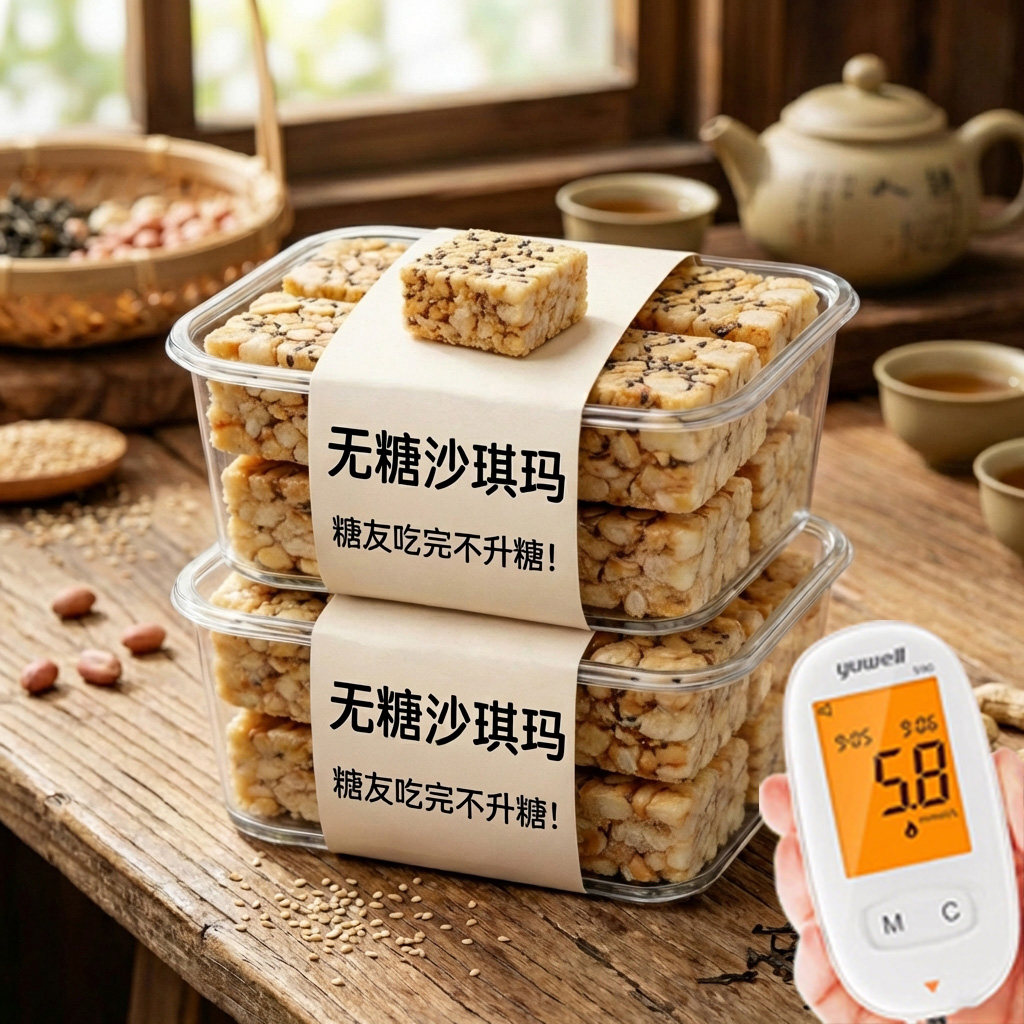 糖友定制！沙琪玛无糖无添加官方旗舰店老式纯手工糕点糖尿人专用