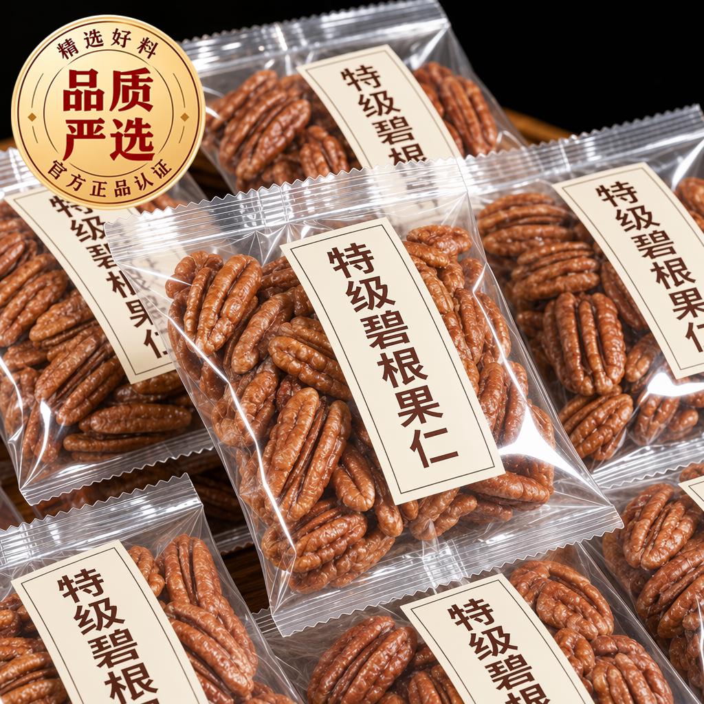 原味碧根果仁小包装奶油味长寿果美国核桃孕妇干果仁坚果零食批发图片