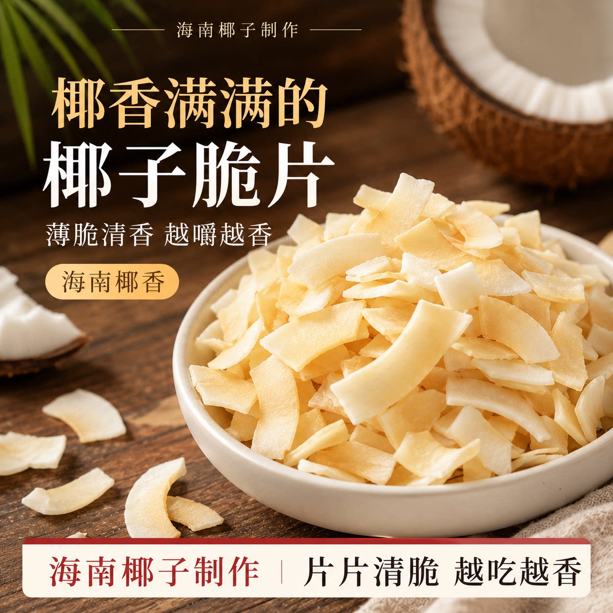 海南特产椰子脆片商用官方旗舰店无糖烤椰片椰子角休闲小吃零食