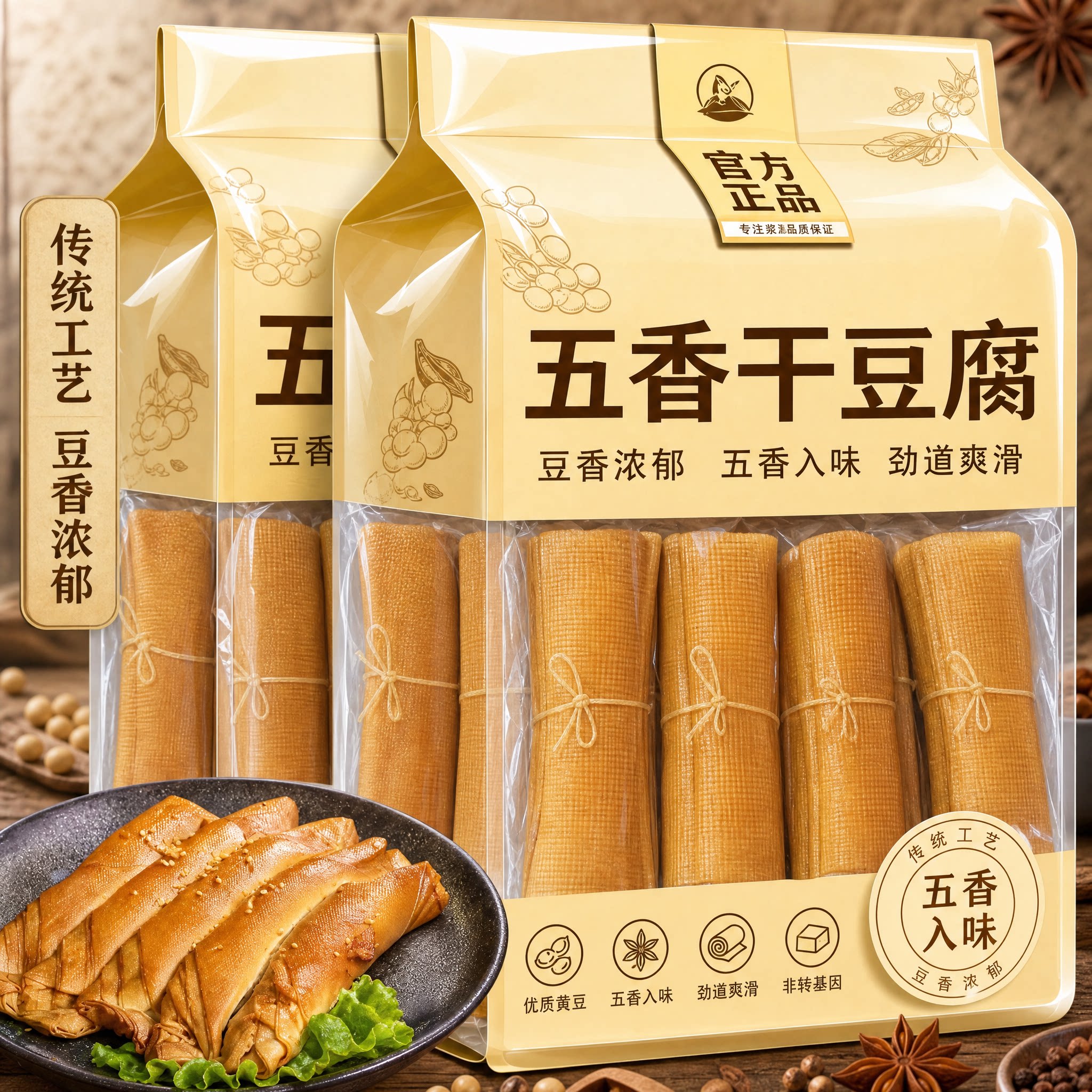 东北五香干豆腐卷东北特产熏干豆腐卷素鸡豆制品小吃豆腐皮下酒菜