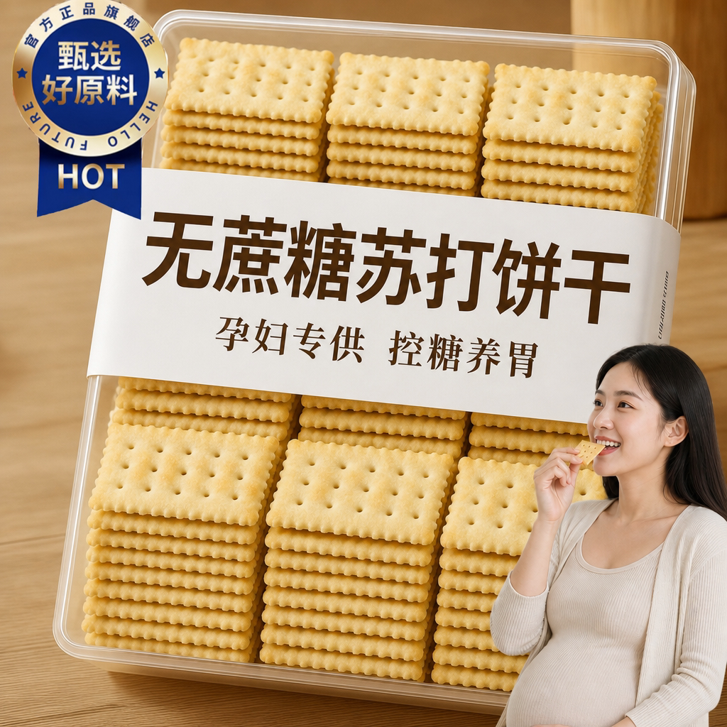 苏打饼干无糖孕妇0脂肪低脂减单独小包装肥养胃治胃酸无蔗糖原味