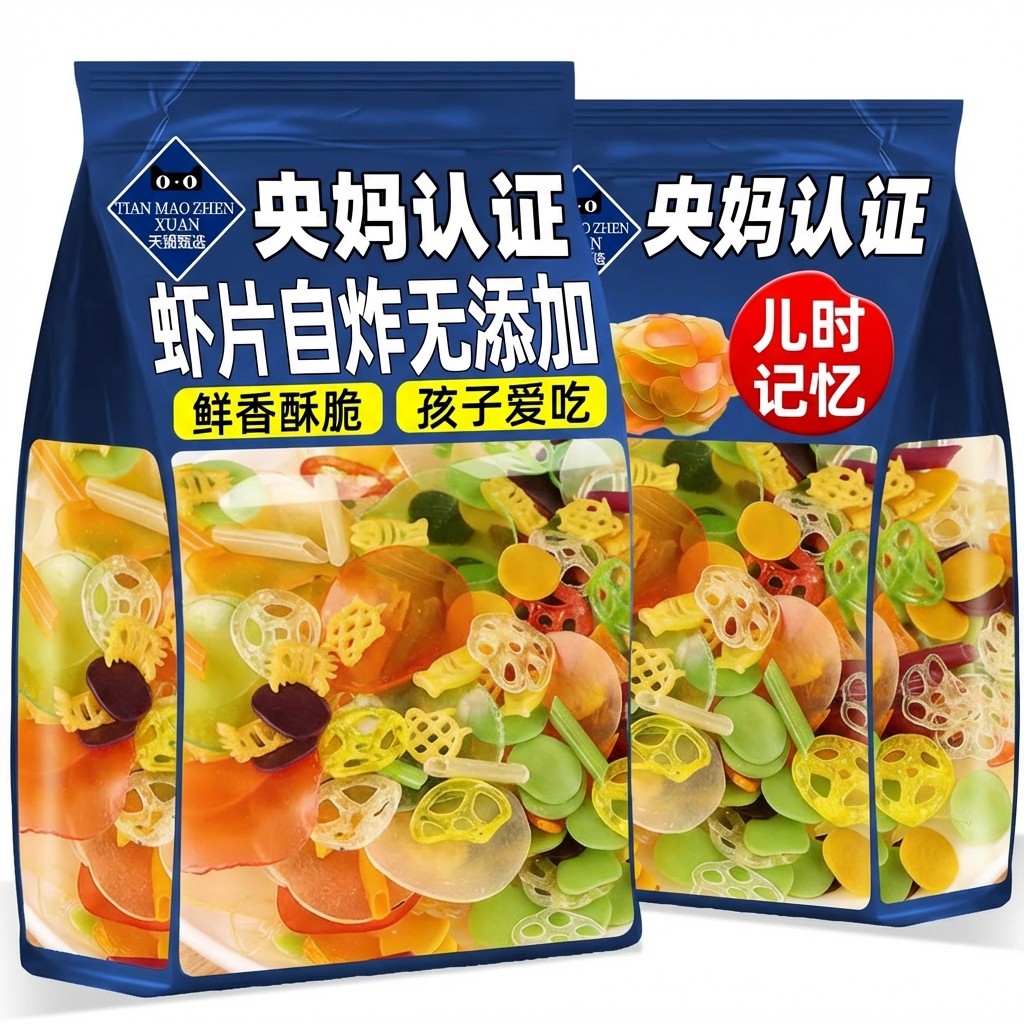 央妈推荐大连虾片自炸无添加儿童官方旗舰店老式怀旧零食五彩年货,零食/坚果/特产,膨化食品,淘宝优惠券,粉丝福利购,淘宝优惠卷