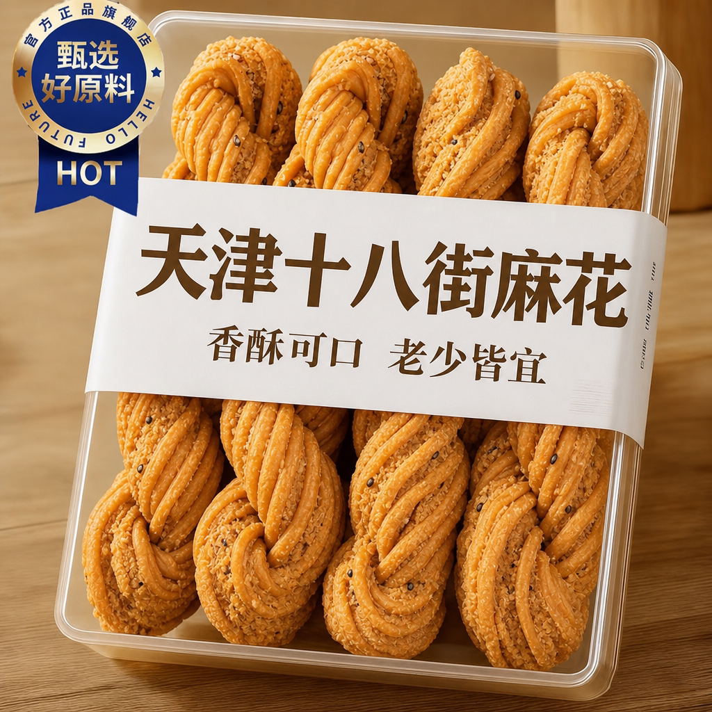 正宗老字号天津麻花十八街麻花大粗手工麻花椒盐千层香酥零食年货